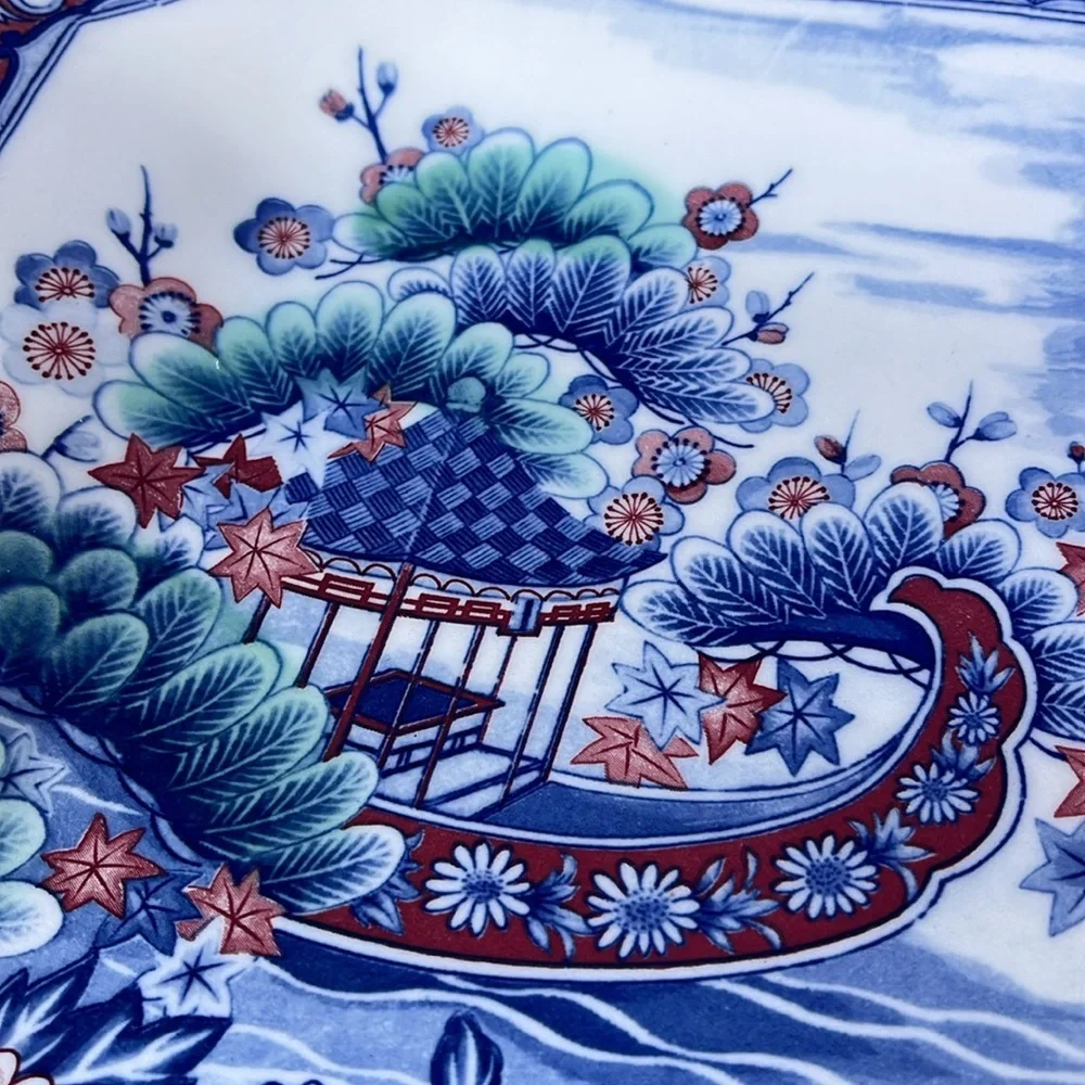 Elegant Vintage Japanese Blue and White Porcelain Plate